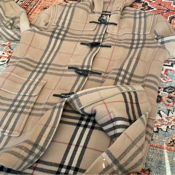 😍 Authentic BURBERRY duffle coat nova check wool toggle jacket duffel - Picture 6 of 14